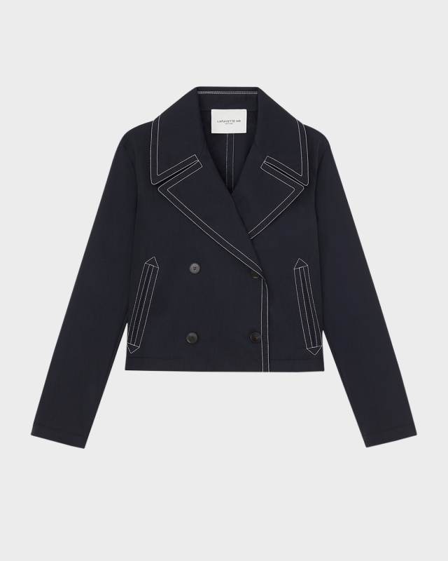 Double-Breasted Topstitch Jacket