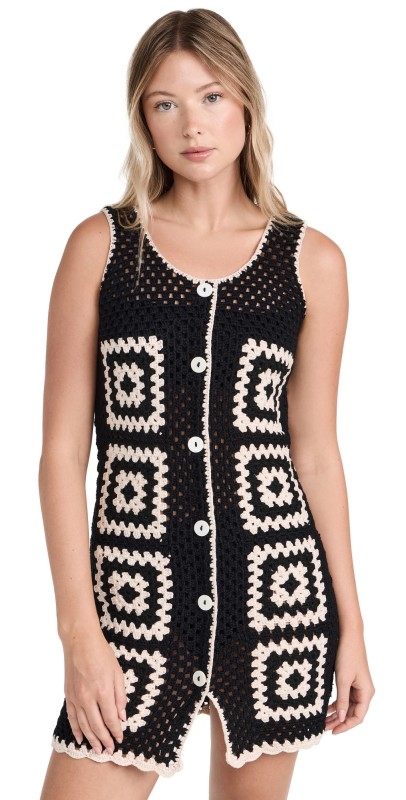 BLANKNYC Summer Dreams Dress Black/Off-White Crochet