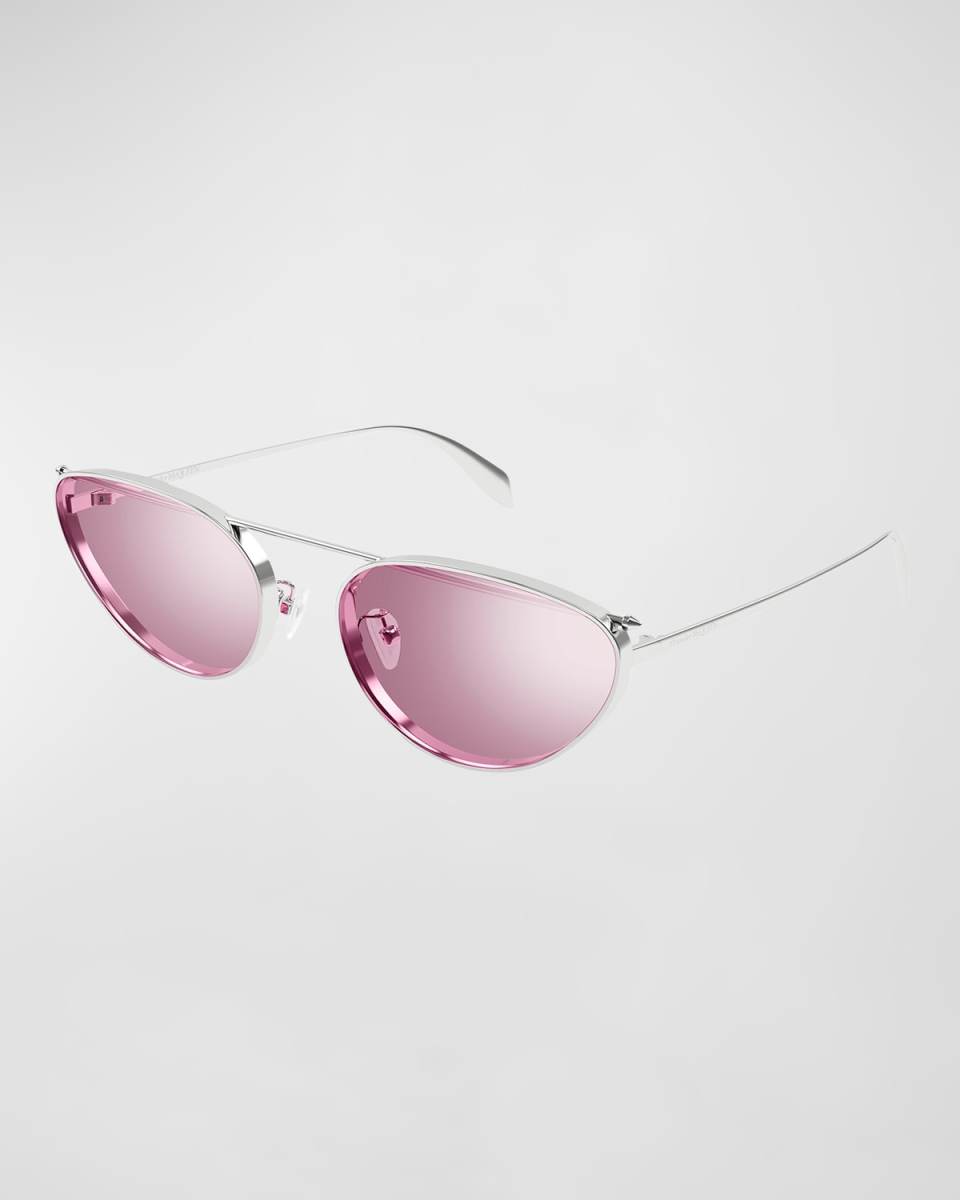 Studded Metal Cat-Eye Aviator Sunglasses
