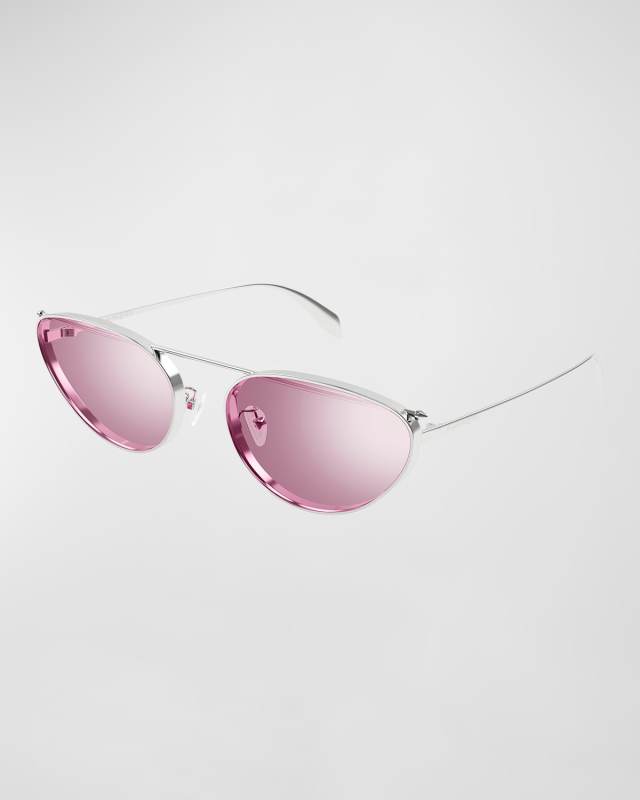 Studded Metal Cat-Eye Aviator Sunglasses