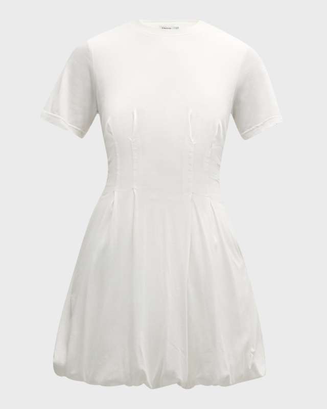 Pearson Short-Sleeve Bubble-Hem Mini Dress