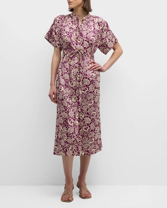 Ciao Floral-Print Cotton Midi Shirtdress