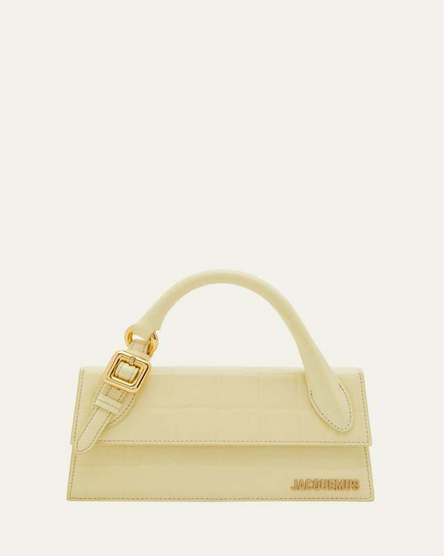 Le Chiquito Long Croc-Embossed Top-Handle Bag