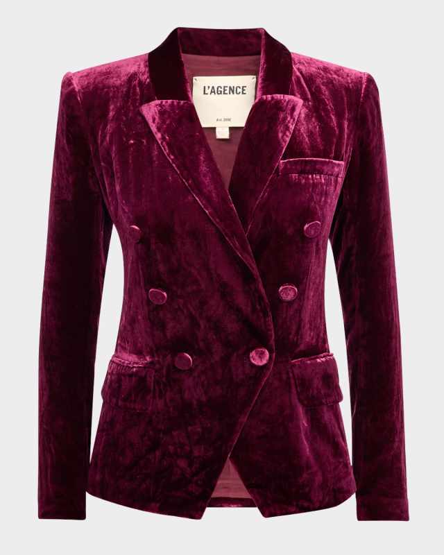 Kenzie Double-Breasted Velvet Blazer