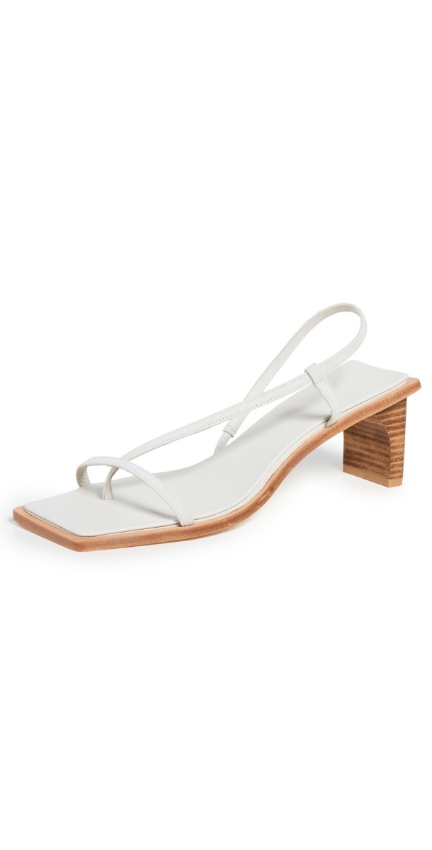 St. Agni Suede Strap Heels Cool White