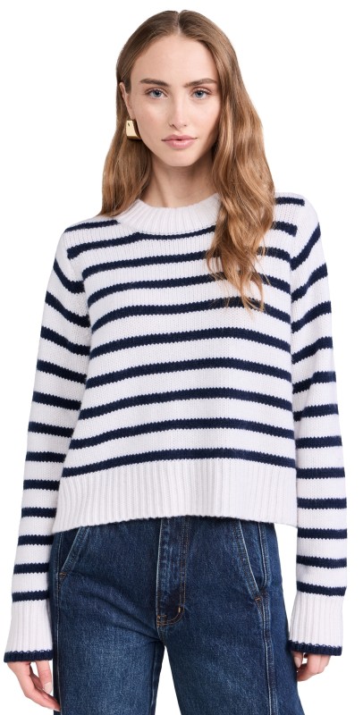 La Ligne Oversized Cropped Marin Sweater Cream/Navy
