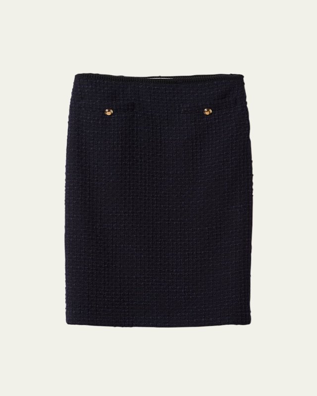 Tweed Grosgrain-Trim Skirt