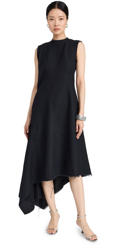 Marques'Almeida Long Sleeveless Twisted Asymmetric Hem Dress Black