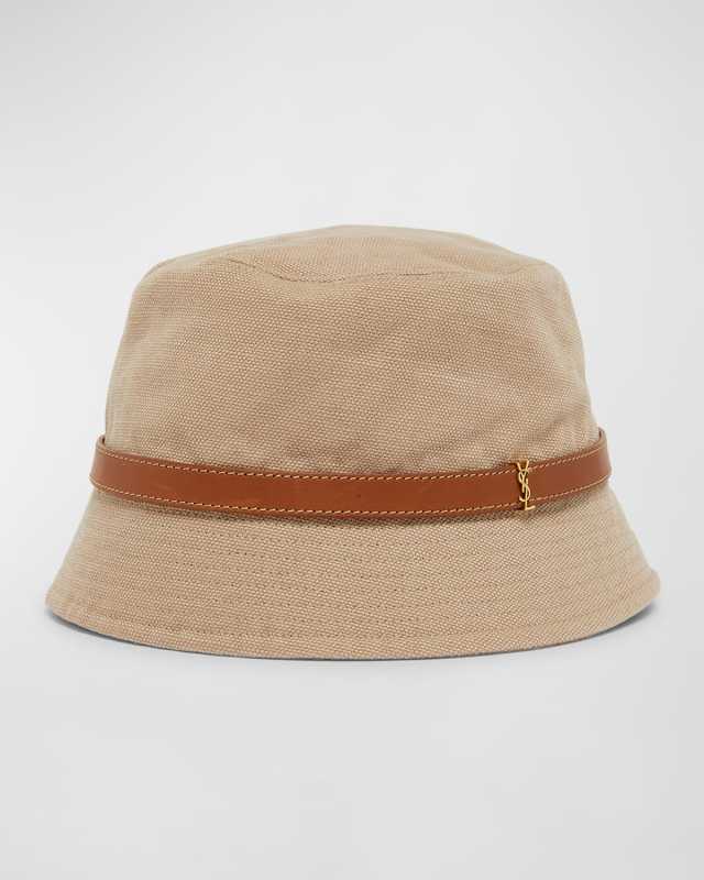 Canvas Bucket Hat With a YSL Leather Band