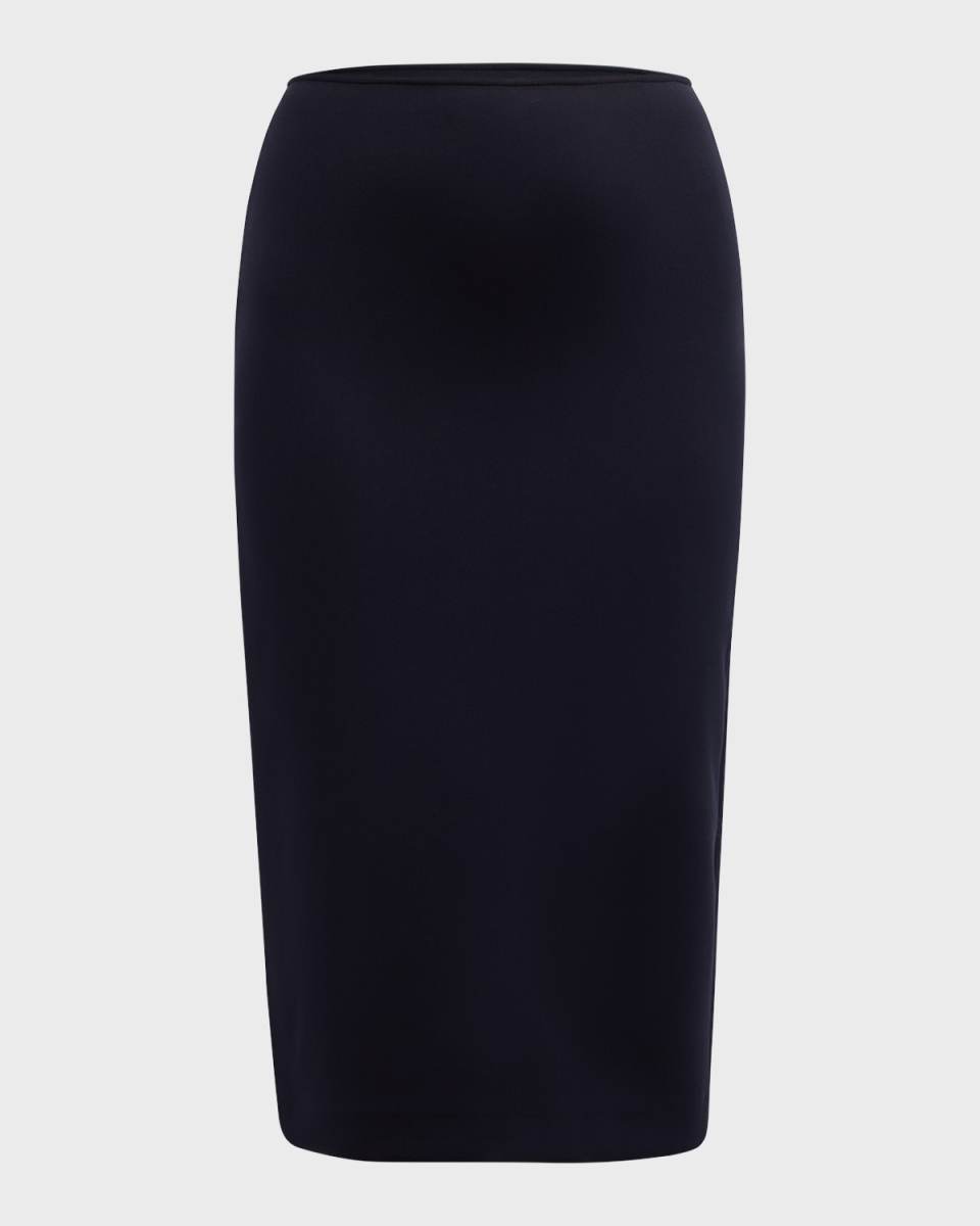 Stretch Crepe Midi Suiting Skirt