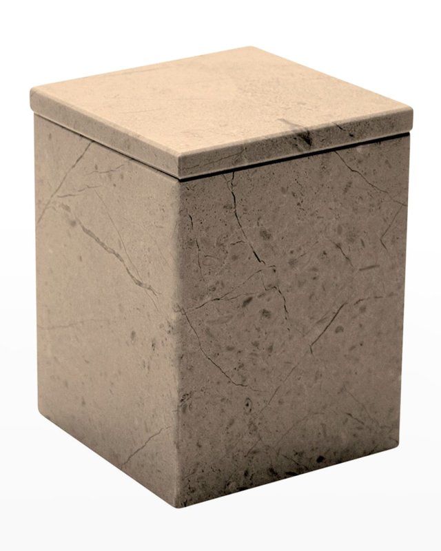 Myrtus Polished Verona Beige Marble Square Canister