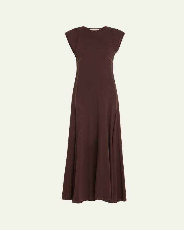 Cap-Sleeve Jersey Midi Dress
