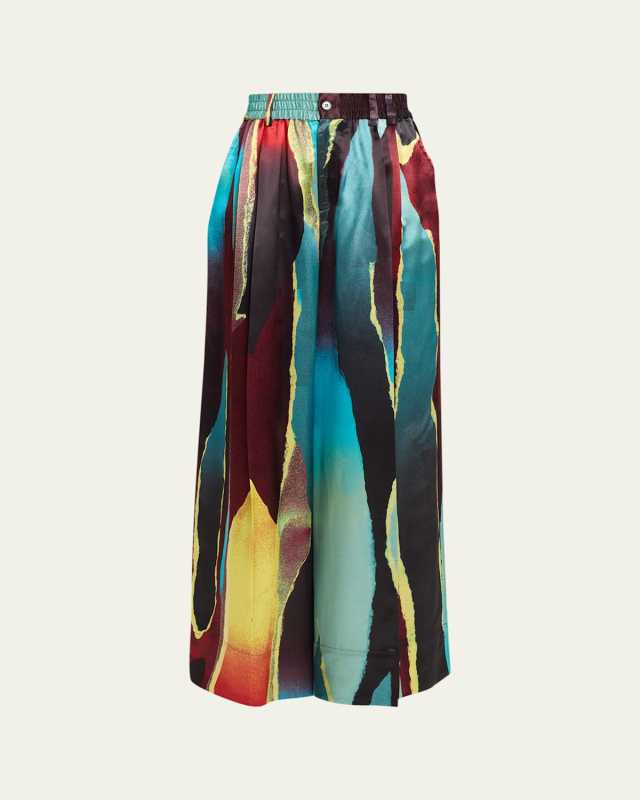 Wheatpaste Elastic Waist Wide-Leg Trousers