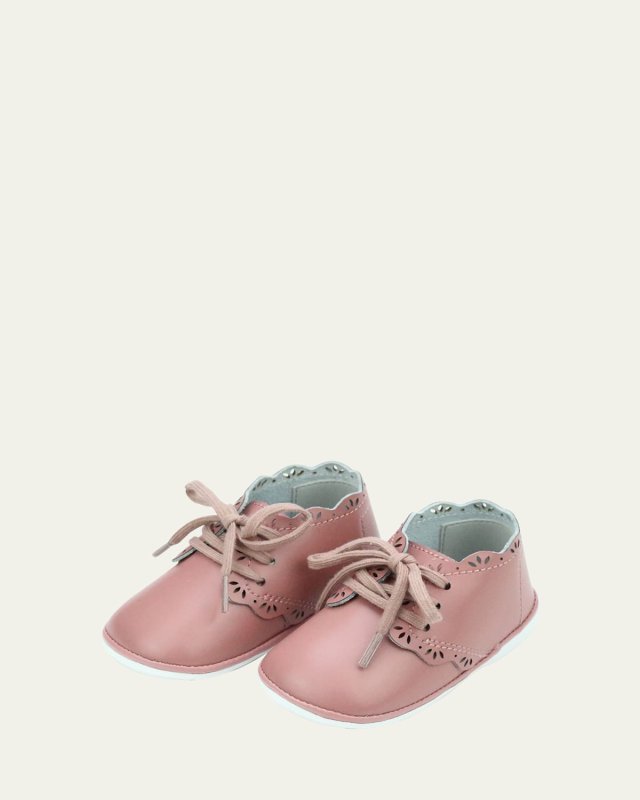 Girl's Bella Leather Scalloped Booties,
