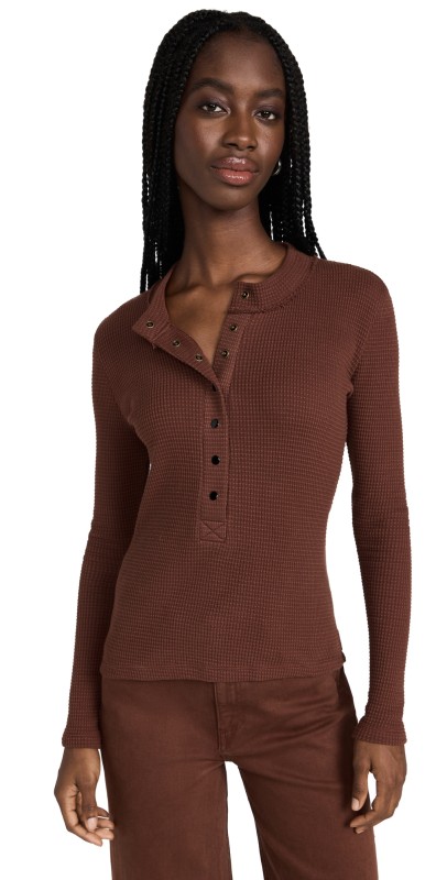 ASKK NY Snap Henley Tee Chocolate