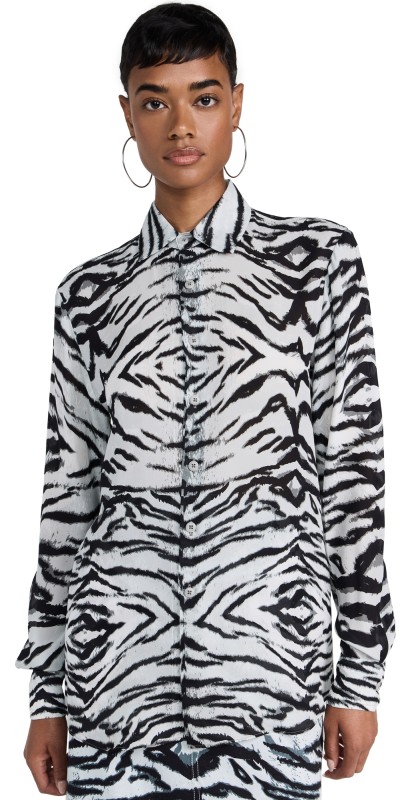 BruceGlen Snow Tiger Button Up Shirt Snow Tiger