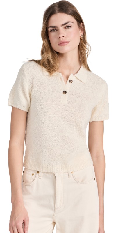 ATM Anthony Thomas Melillo Wool Blend Boucle Shirt Chalk