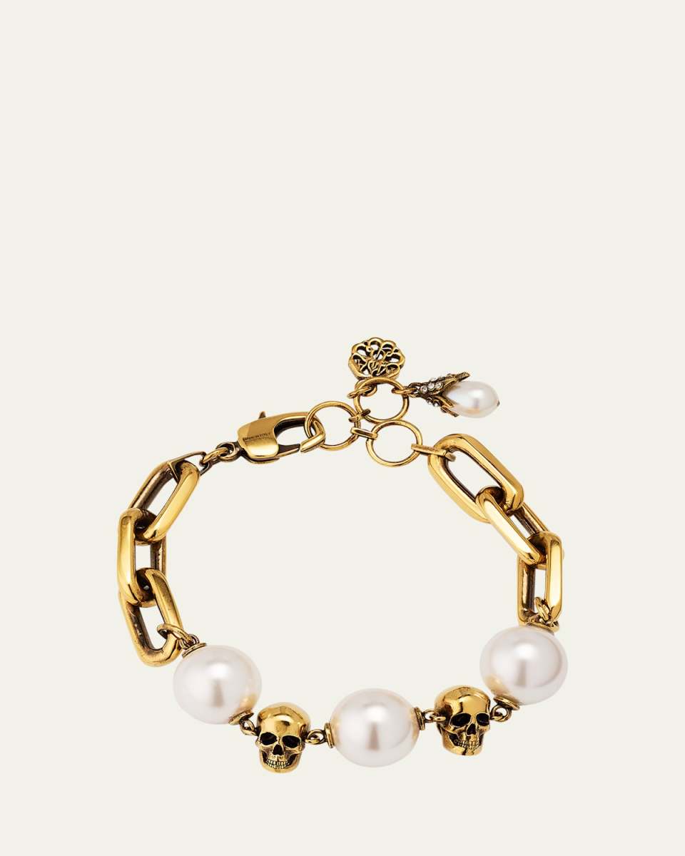 Pearly Chain and Skull Bracelet