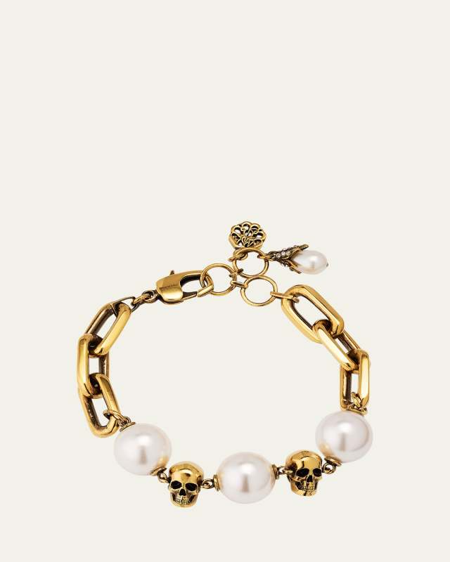 Pearly Chain and Skull Bracelet