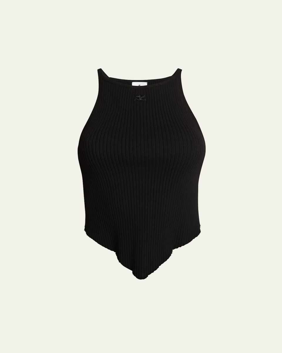 Pointy Hemline Ribbed Knit Tank Top