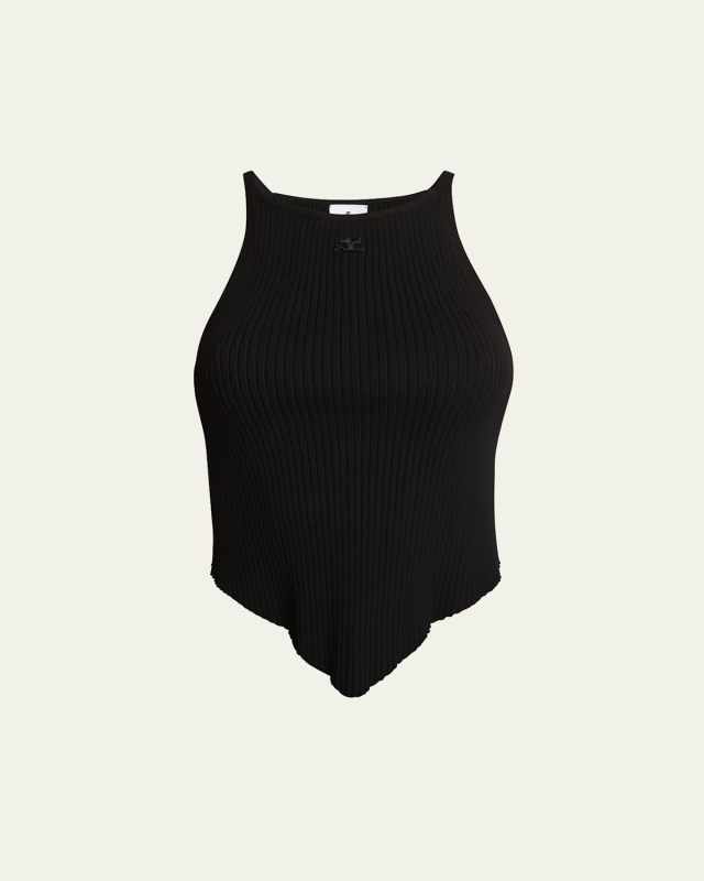 Pointy Hemline Ribbed Knit Tank Top