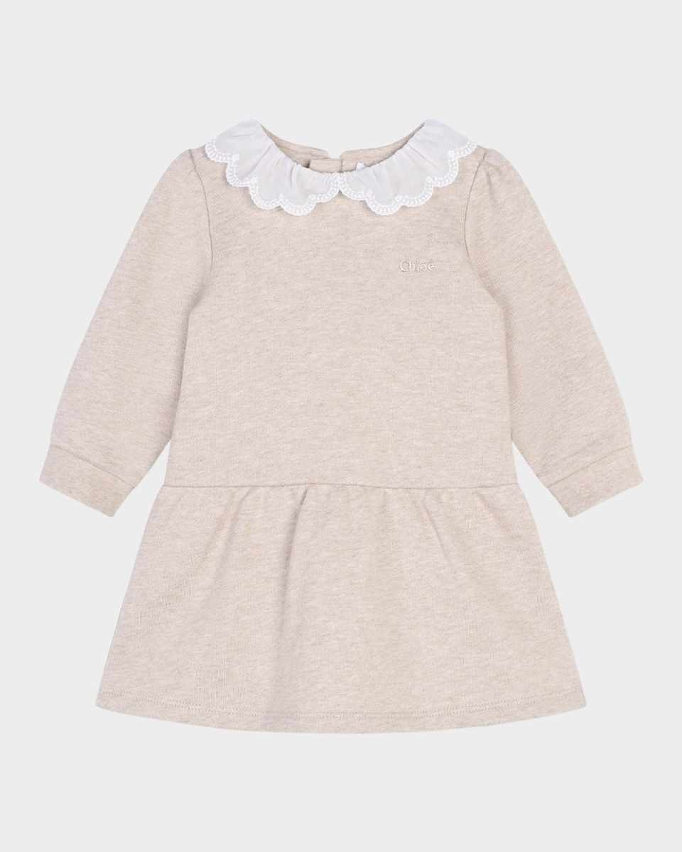 Girl's Logo Embroidered Fleece Collared Dress, Size 12M-3