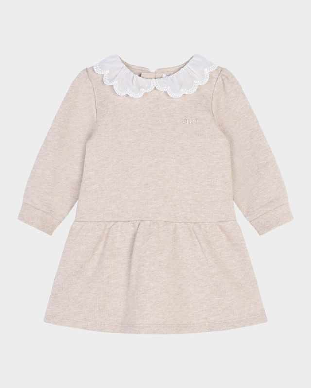 Girl's Logo Embroidered Fleece Collared Dress, Size 12M-3