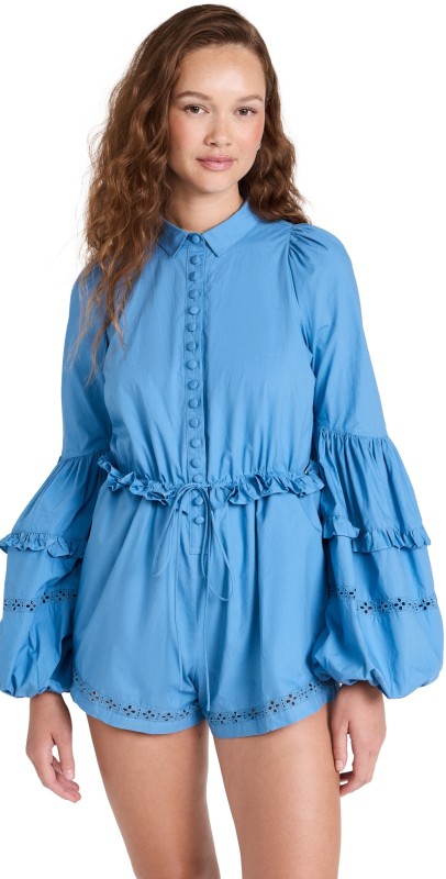 Joslin Lili Cotton Romper Cerulean Blue