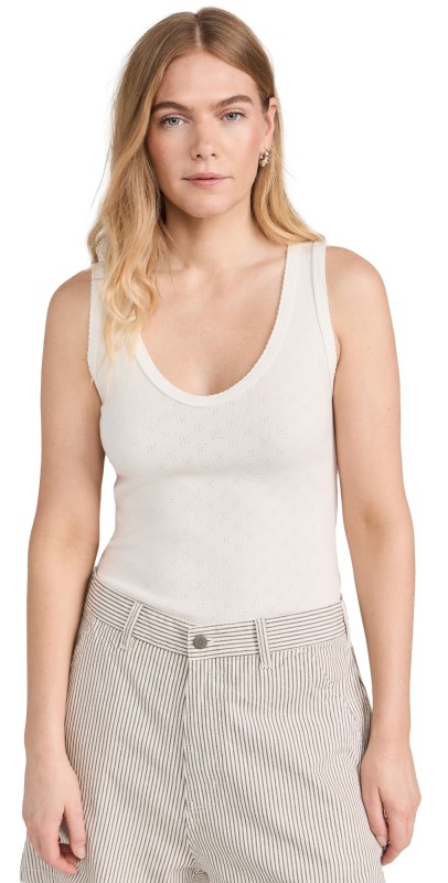 Enza Costa Scallop Edge Pointelle Tank Cloud
