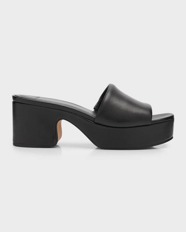 Margo Leather Block-Heel Slide Sandals