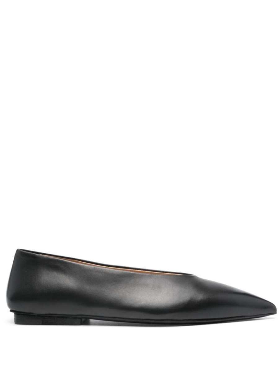 pointed-toe leather ballerinas