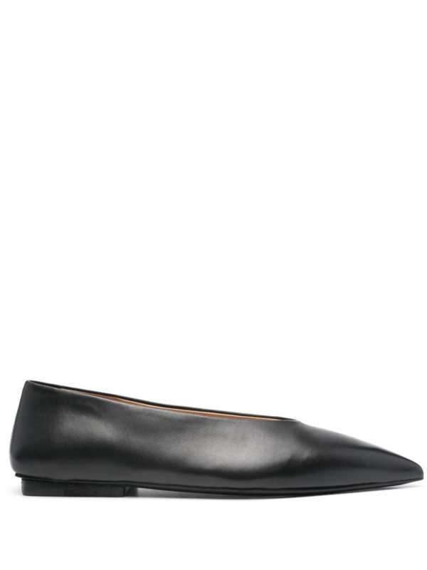 pointed-toe leather ballerinas