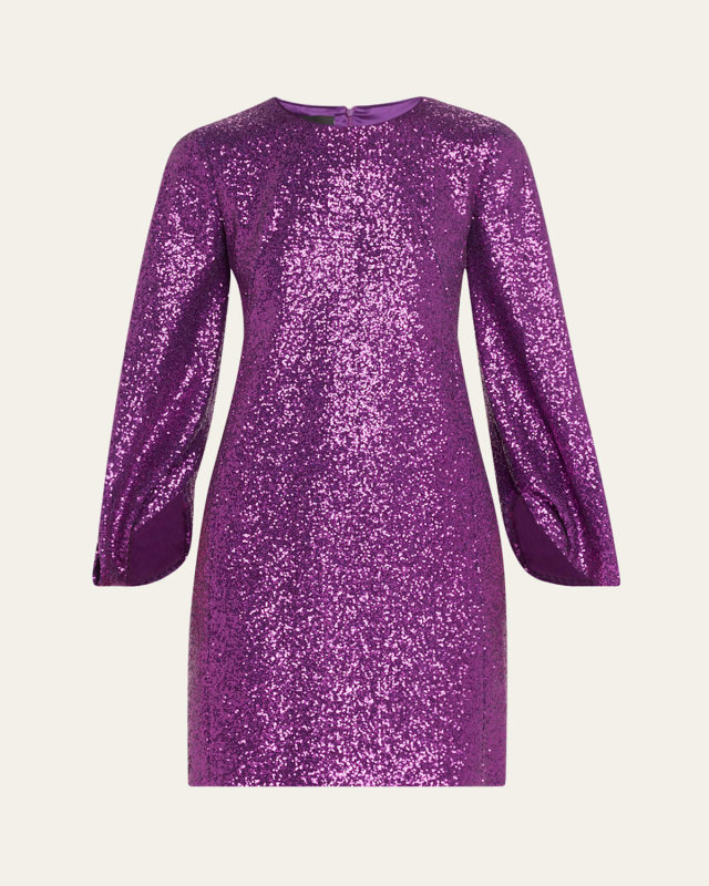 Sequin Jersey Mini Dress with Split Sleeves