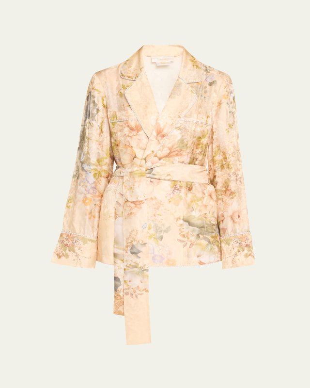 Floral Silk Pajama Suit Jacket