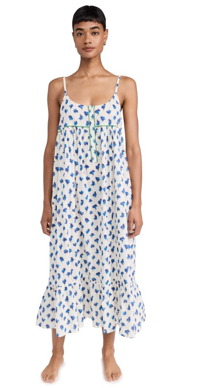 THE GREAT. The Ruffle Tank Night Dress Early Dawn Floral