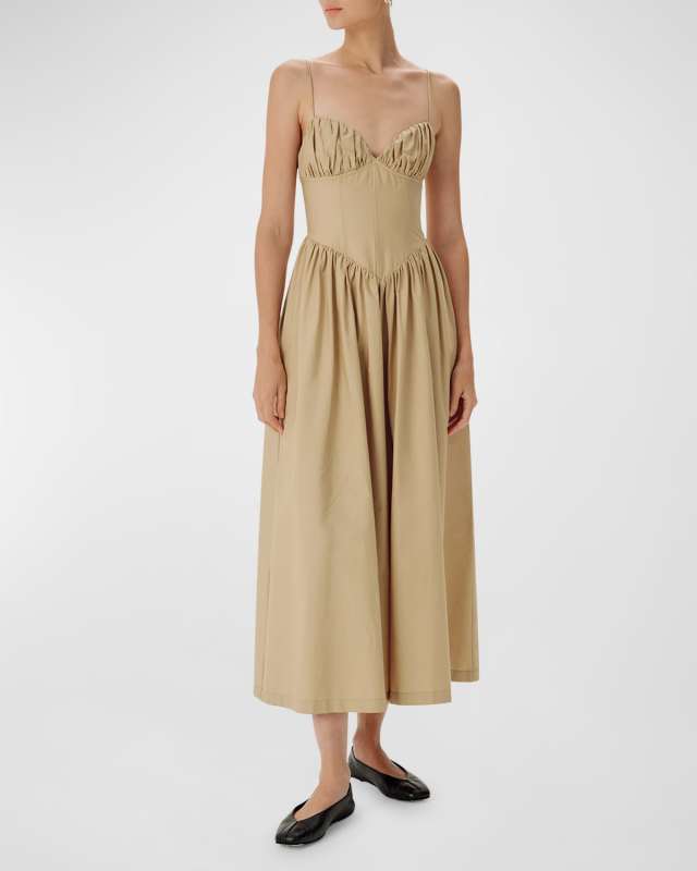 Carmine Bustier Cotton Poplin Midi Dress