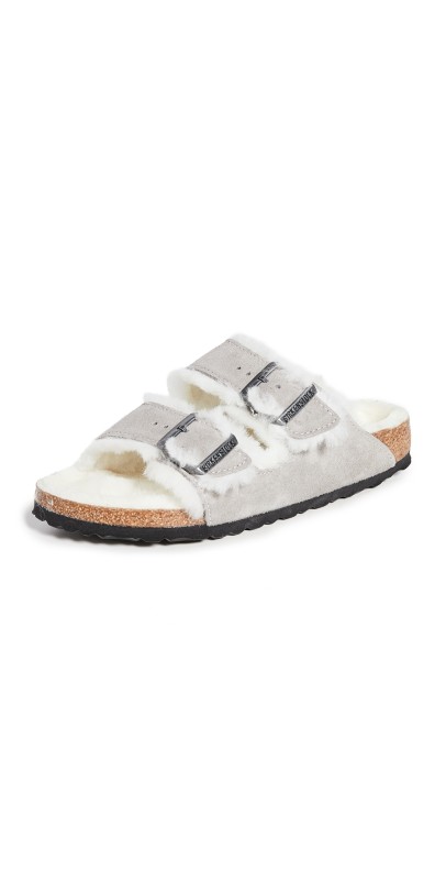Birkenstock Arizona Shearling Sandals Stone Coin/Natural