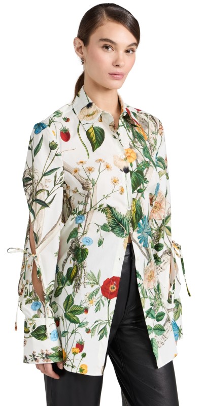 Monse Floral Skeleton Slit Sleeve Blouse Ivory Multi