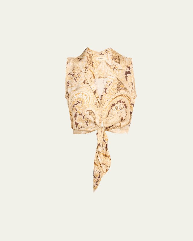 Amos Paisley Sleeveless Tie Blous