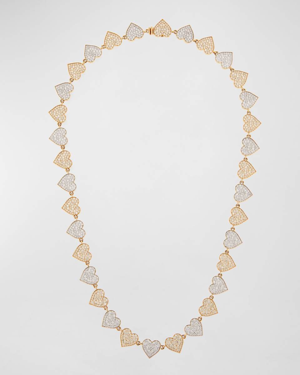 Two-Tone 14k Gold Diamond Heart Eternity Necklace