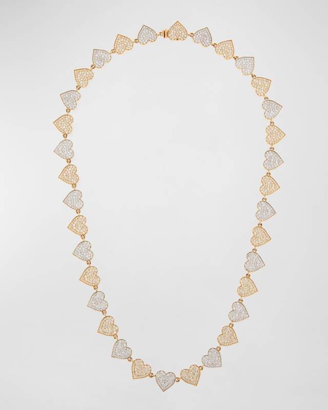 Two-Tone 14k Gold Diamond Heart Eternity Necklace