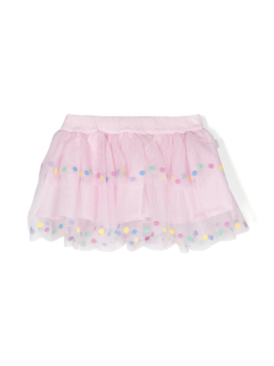 polka dot-trim tulle skir