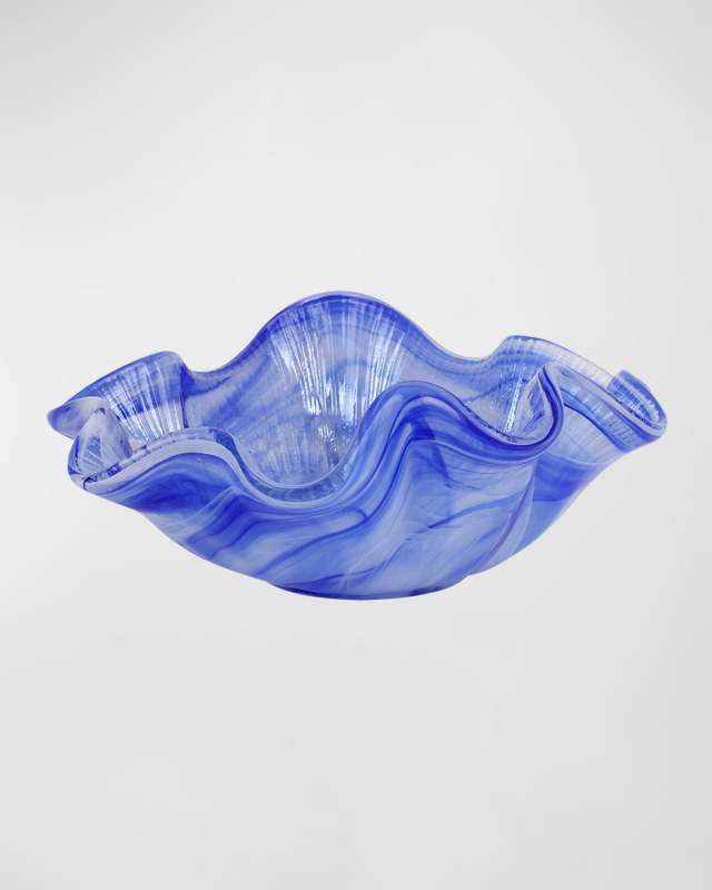 Onda Glass Ruffled Round Bowl