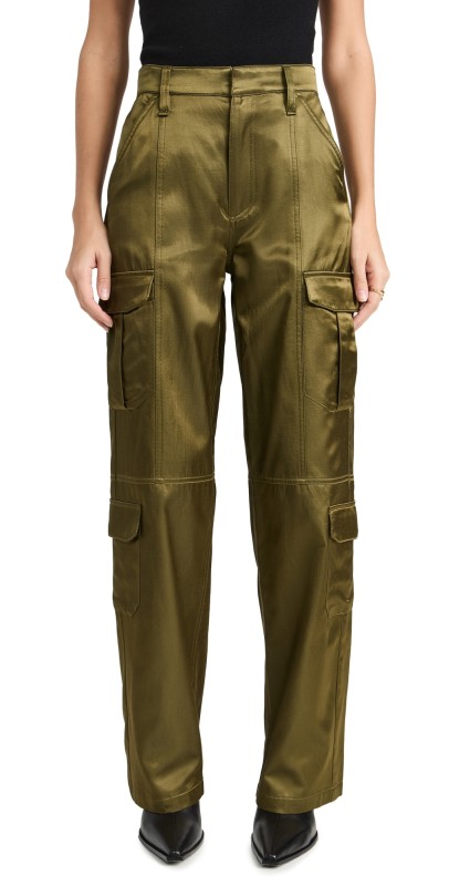rag & bone Cailyn Japanese Satin Cargo Pants Army Green