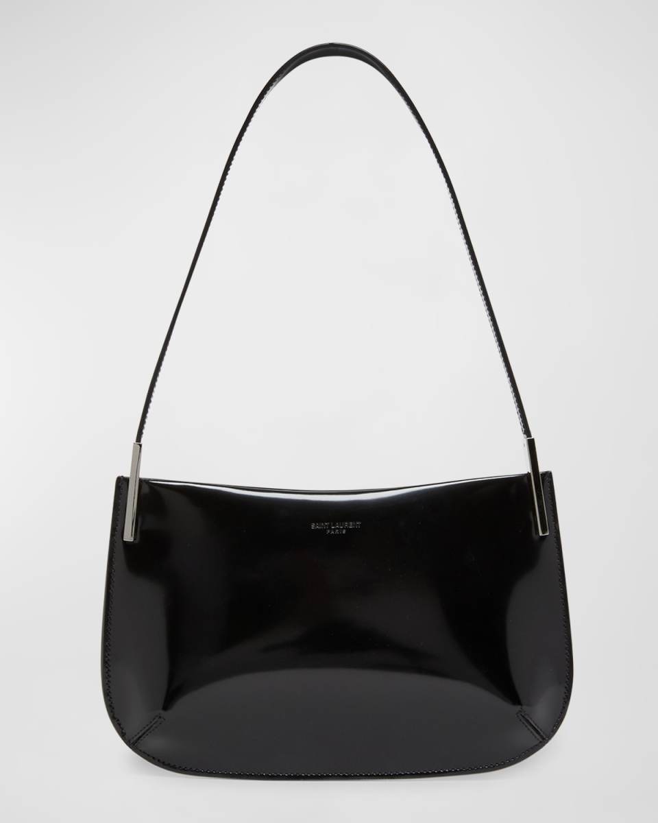 Mini Flat Shoulder Bag in Patent Leather