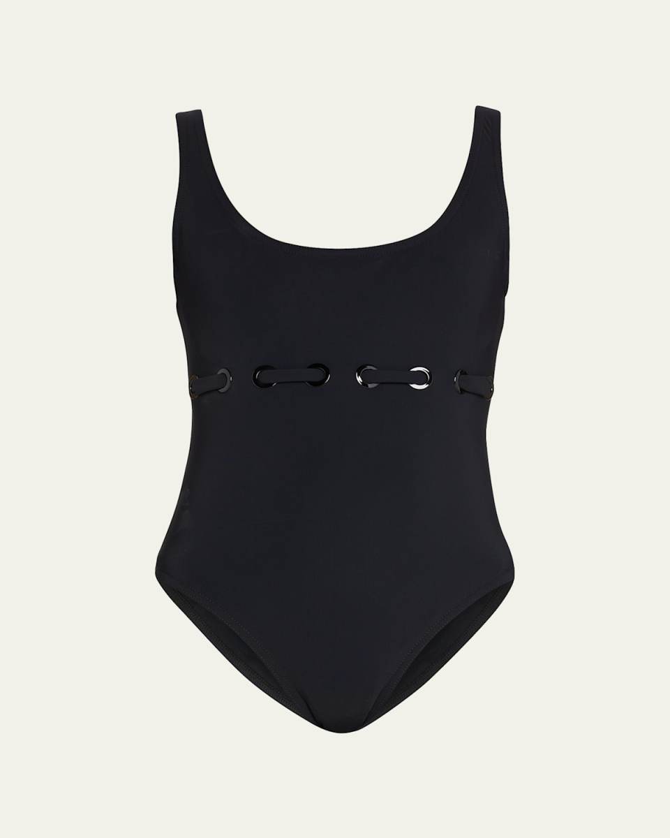 Ines Round-Neck Silent Underwire Tank Swimsuit with High Back