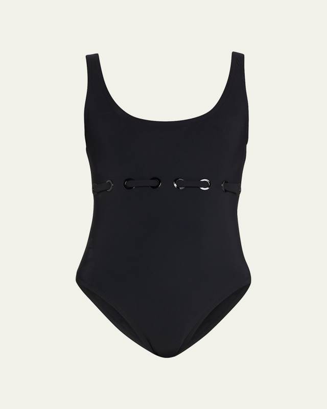 Ines Round-Neck Silent Underwire Tank Swimsuit with High Back