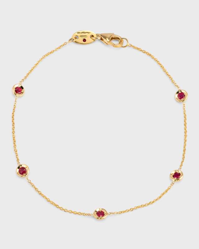 18K Gold Ruby Station Bracelet