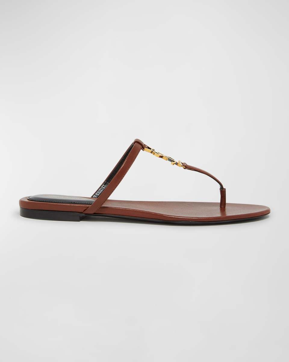 Cassandra Leather YSL Thong Sandals