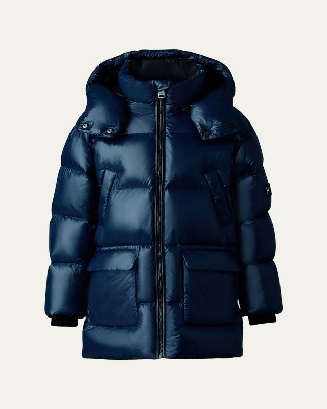 Kid's Kennie Quilted Logo Jacket, Size 8-